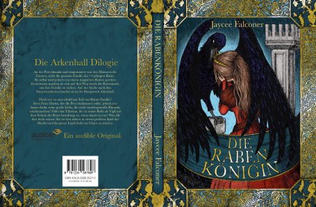 Cover von "Die Rabenkönigin". Man sieht eine weinende Königin, die von einem Raben umarmt wird. Im Hintergrund regnet es. 